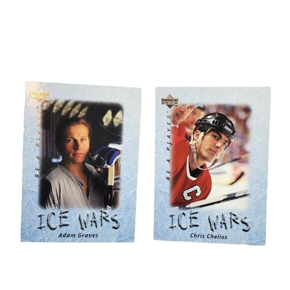 2 Vintage Upper Deck Ice Wars Chris Chelios & Adam Graves Gloss Greeting Card - Picture 1 of 8
